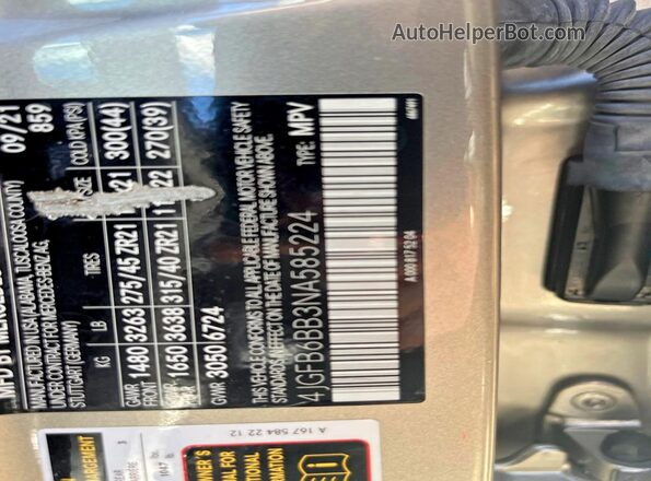 4JGFB6BB3NA585224 2022 MERCEDES-BENZ GLE Silver 