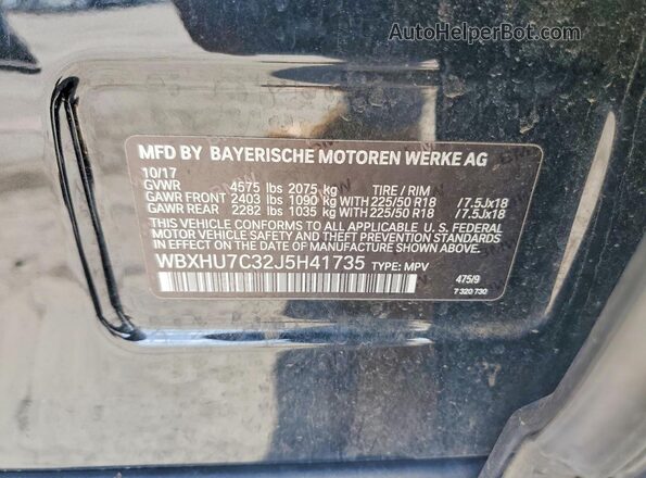 WBXHU7C32J5H41735 2018 BMW X1 Черный 