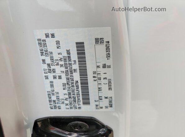 1FTEW1EBXJFA00784 2018 FORD F150 White Widok naklejki z numerem VIN