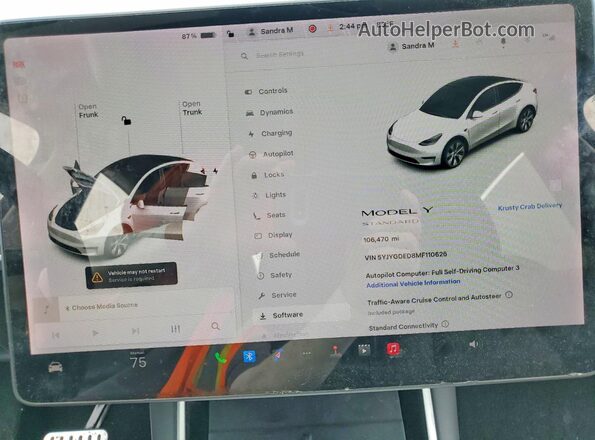 5YJYGDED8MF110626 2021 TESLA MODEL White უკანა სავარძლების ხედი