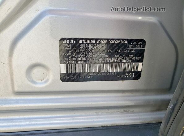 JA4AZ3A35JZ061355 2018 MITSUBISHI OUTLANDER Silver სალონის 360-გრადუსიანი ხედი