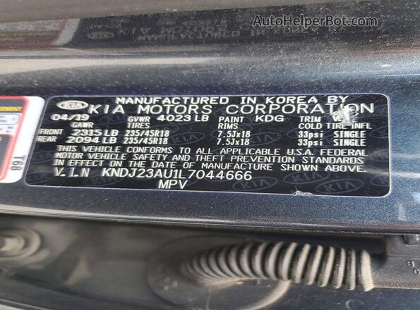 KNDJ23AU1L7044666 2020 KIA SOUL Gray 