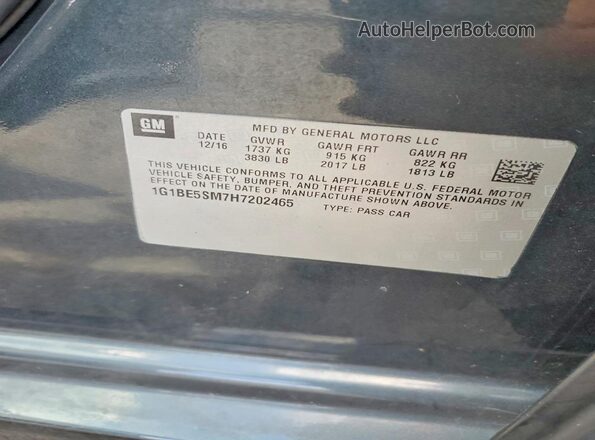 1G1BE5SM7H7202465 2017 CHEVROLET CRUZE Black 