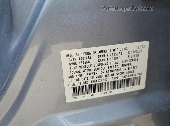 19UDE2F36GA024342 2016 ACURA ILX Silver Engine compartment view