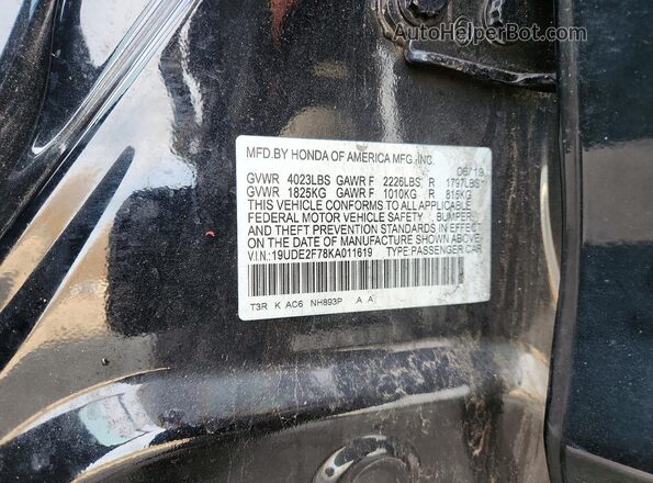 19UDE2F78KA011619 2019 ACURA ILX Black Vista del compartimento del motor