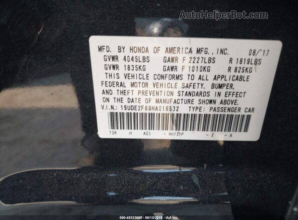 19UDE2F88HA016532 2017 ACURA ILX Black Vista del compartimento del motor