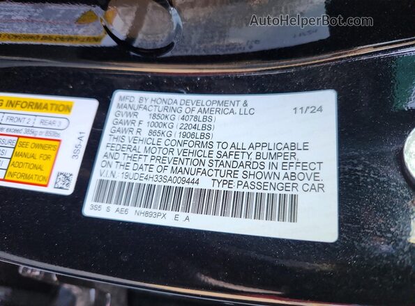 19UDE4H33SA009444 2025 ACURA INTEGRA Black Vista del compartimento del motor