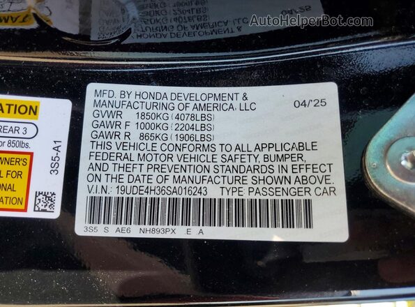 19UDE4H36SA016243 2025 ACURA INTEGRA Black Vista del compartimento del motor