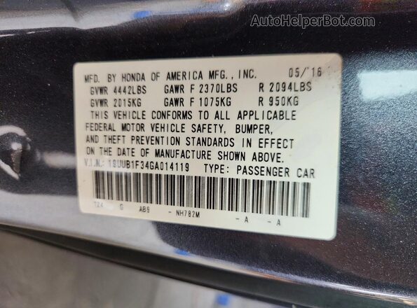 19UUB1F34GA014119 2016 ACURA TLX Black 