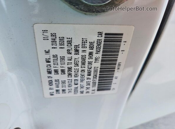 19UUB1F3XGA006672 2016 ACURA TLX White Вид підкапотного простору