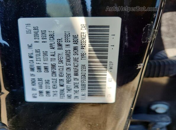 19UUB1F50GA012594 2016 ACURA TLX Black VIN კოდის სტიკერის ხედი