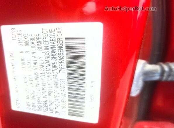 19UUB1F52LA007391 2020 ACURA TLX Red Vista del compartimento del motor