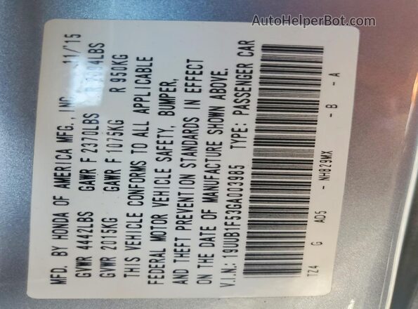 19UUB1F53GA003985 2016 ACURA TLX Blue 