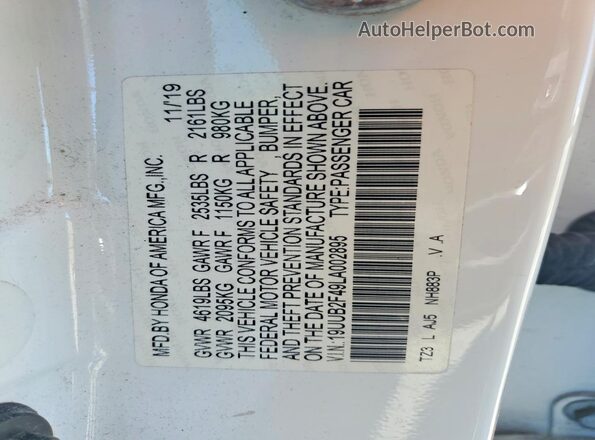 19UUB2F49LA002895 2020 ACURA TLX White 