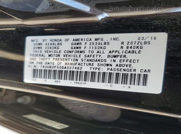 19UUB2F50GA007482 2016 ACURA TLX Black Вид підкапотного простору