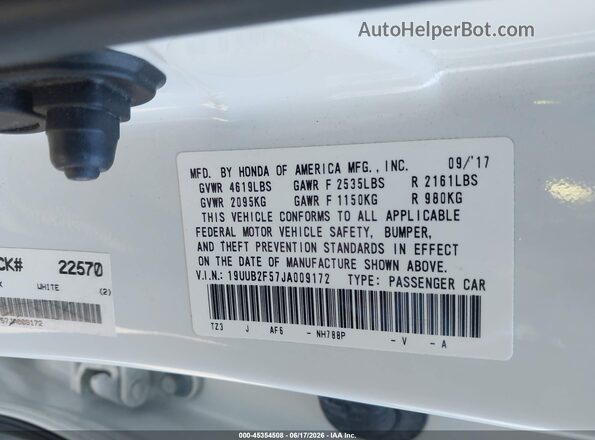 19UUB2F57JA009172 2018 ACURA TLX White Engine compartment view