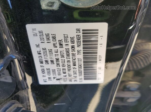 19UUB2F58GA011327 2016 ACURA TLX Black Вид підкапотного простору