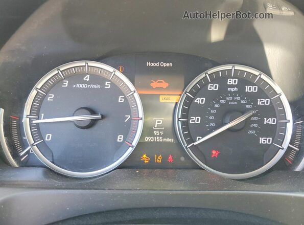 19UUB2F58GA011327 2016 ACURA TLX Black Вид щитка приладів