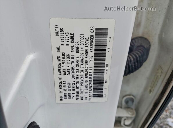 19UUB2F61JA008110 2018 ACURA TLX White 