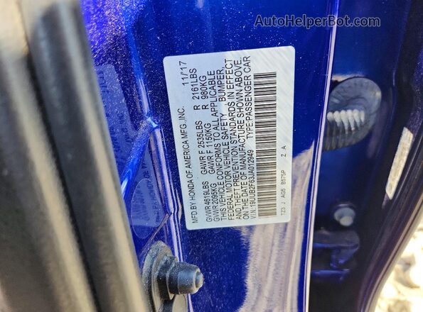19UUB2F63JA012949 2018 ACURA TLX Blue Vista del compartimento del motor