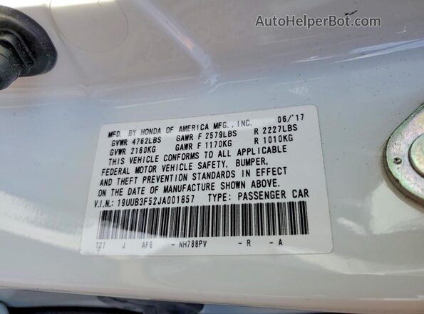 19UUB3F52JA001857 2018 ACURA TLX White 