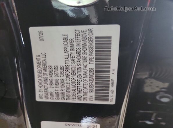 19UUB5F43SA002858 2025 ACURA TLX Black Вид підкапотного простору