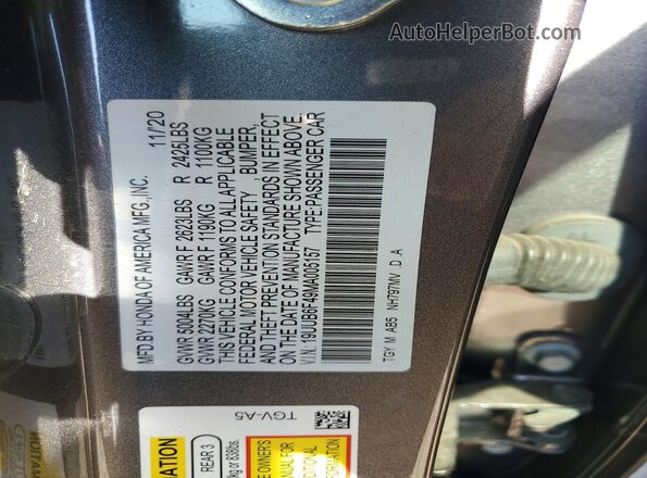 19UUB6F49MA005157 2021 ACURA TLX Gray Вид підкапотного простору