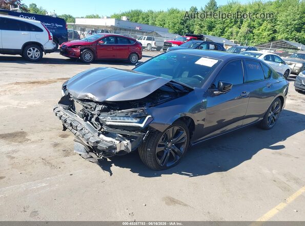 19UUB6F58MA009743 2021 ACURA TLX Gray წინა მარცხენა ხედი სამი მეოთხედიდან