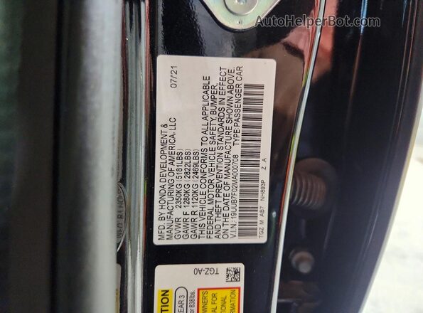 19UUB7F02MA000708 2021 ACURA TLX Black ძრავის განყოფილების ხედი