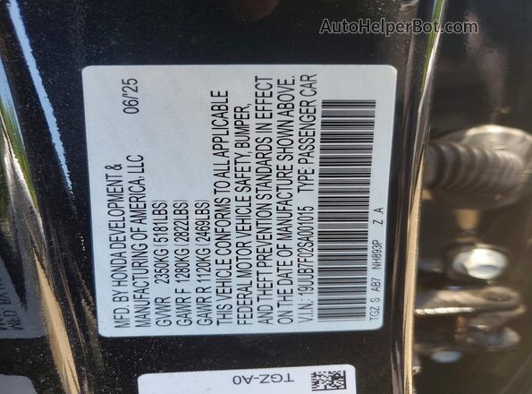 19UUB7F02SA001015 2025 ACURA TLX Black ძრავის განყოფილების ხედი