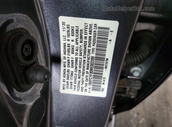 19XFC1F30ME002286 2021 HONDA CIVIC Gray 