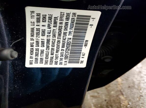 19XFC1F32HE005714 2017 HONDA CIVIC Blue Շարժիչի բաժամունքի տեսք