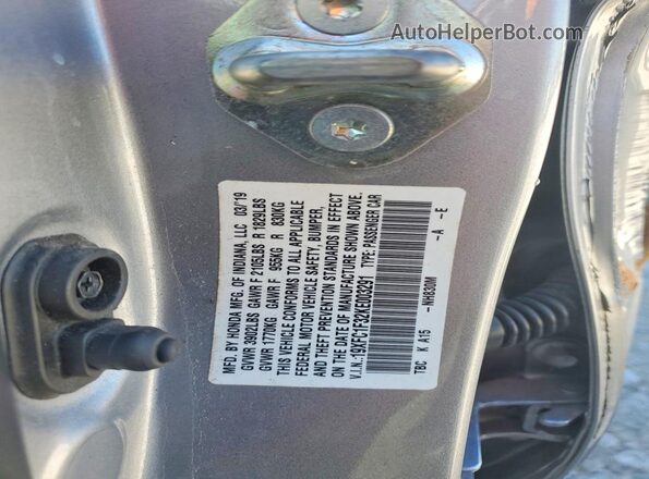 19XFC1F32KE003291 2019 HONDA CIVIC Silver Շարժիչի բաժամունքի տեսք