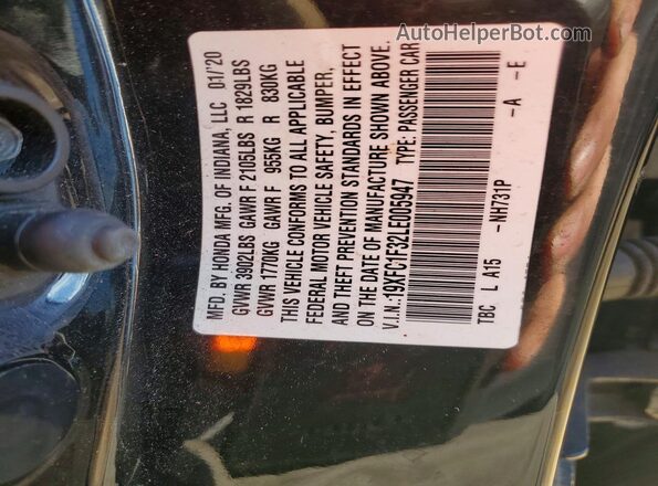 19XFC1F32LE005947 2020 HONDA CIVIC Black 