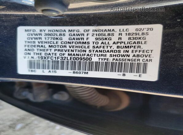 19XFC1F32LE009500 2020 HONDA CIVIC Charcoal 