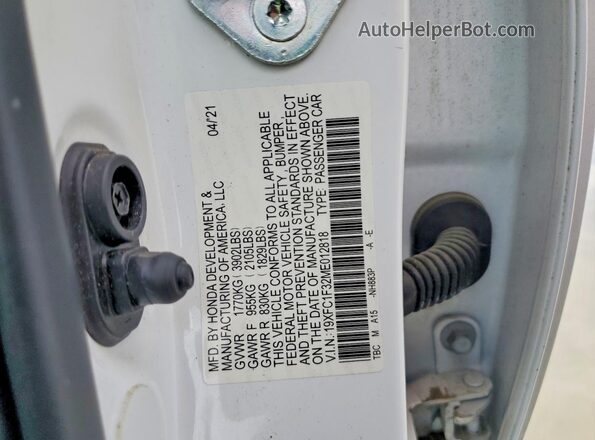 19XFC1F32ME012818 2021 HONDA CIVIC White 