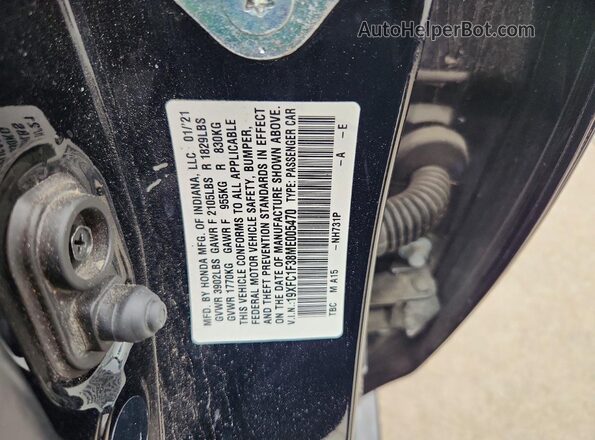19XFC1F38ME005470 2021 HONDA CIVIC Black Widok naklejki z numerem VIN