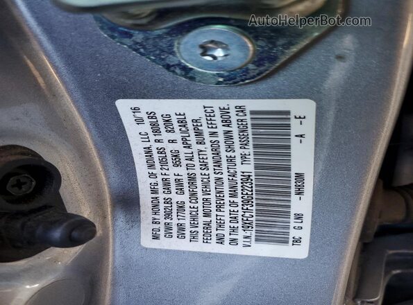 19XFC1F39GE223941 2016 HONDA CIVIC Silver 