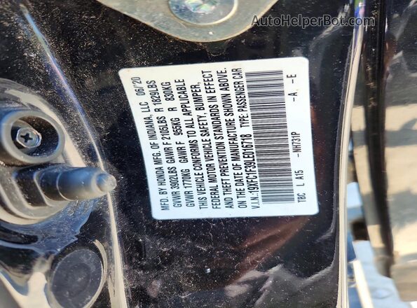 19XFC1F39LE016718 2020 HONDA CIVIC Black Widok komory silnika