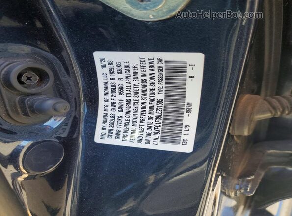 19XFC1F39LE221505 2020 HONDA CIVIC Charcoal Շարժիչի բաժամունքի տեսք