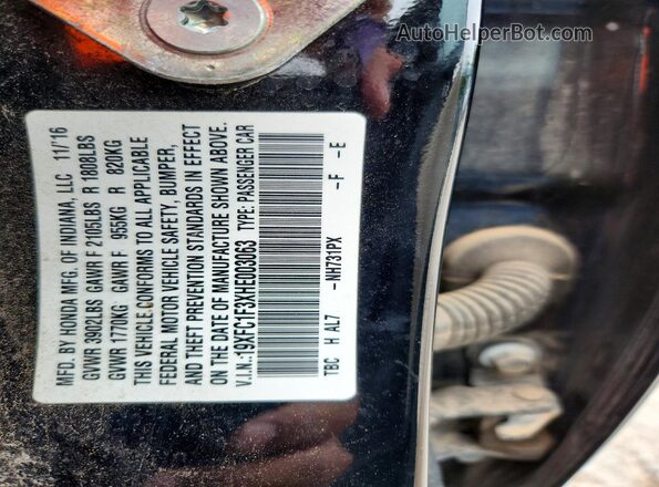 19XFC1F3XHE003063 2017 HONDA CIVIC Black 