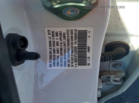 19XFC1F71LE207925 2020 HONDA CIVIC White Engine compartment view