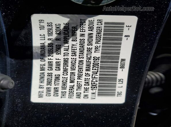 19XFC1F74LE200192 2020 HONDA CIVIC Charcoal 