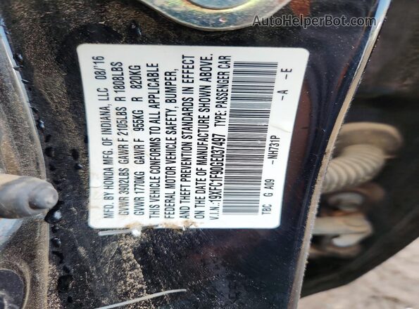 19XFC1F90GE037497 2016 HONDA CIVIC Black Engine compartment view