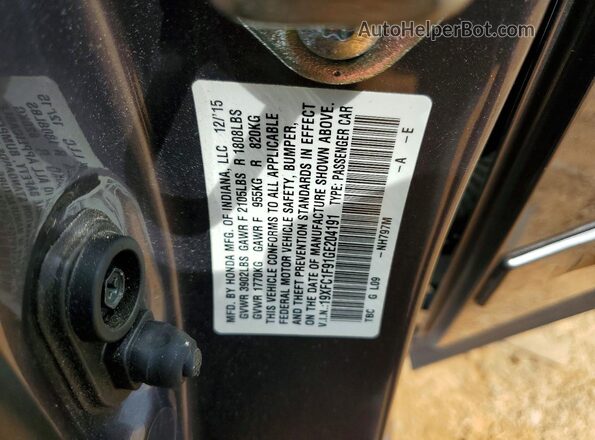 19XFC1F91GE204191 2016 HONDA CIVIC Gray Вид підкапотного простору