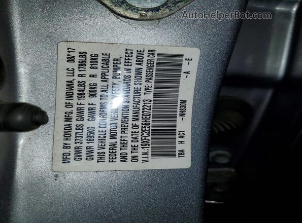 19XFC2E56HE072213 2017 HONDA CIVIC Silver Вид наклейки з VIN-кодом