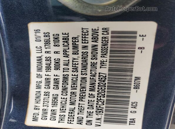 19XFC2F52GE024527 2016 HONDA CIVIC Blue 
