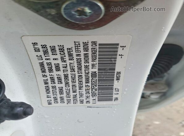 19XFC2F52GE210004 2016 HONDA CIVIC Белый 