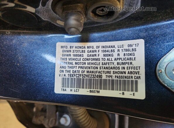 19XFC2F52HE232490 2017 HONDA CIVIC Charcoal 
