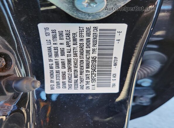 19XFC2F54GE015845 2016 HONDA CIVIC Black 